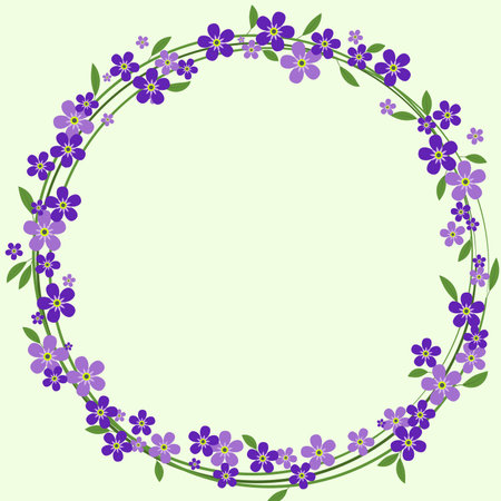 Round frame with flowers vector illustration. Circular or botanical frame,のイラスト素材
