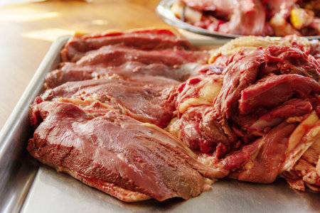 raw meat freshly cooked goose, breast, close-up