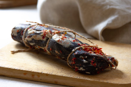 raw deer meat, game on the cutting Board