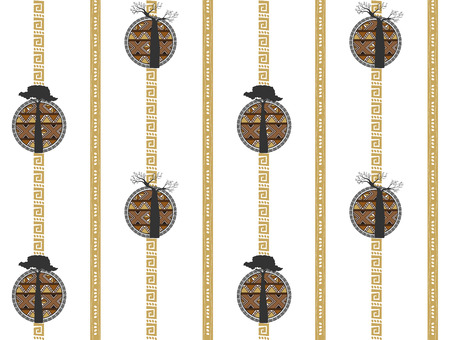 Trees and acacias on bright banners. Seamlessのイラスト素材