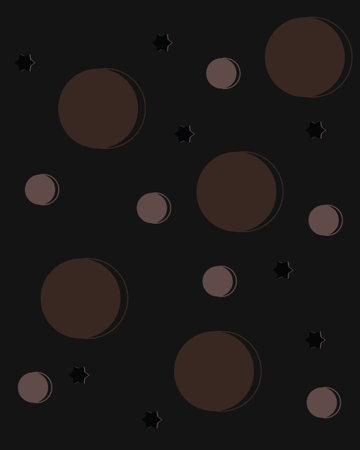 Brown-chocolate pattern with circles and stars. Dark and light circles on a dark chocolate background. seamless image.のイラスト素材
