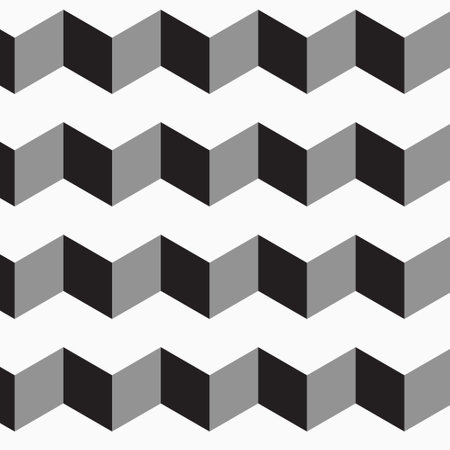 Geometric seamless pattern. Horizontal zigzag stripes. Black and white image. Background for paper, cover, fabric, interior decor.のイラスト素材
