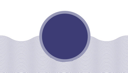 Waves and a blue circle in the center. Marine abstract background. A round frame for your text or image. Isolated on a white background.のイラスト素材
