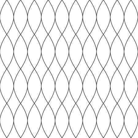 Abstract pink made of smooth black lines on a white background. Ovals with sharp peaks. Isolated. Seamless pattern, background for paper, cover, fabric, textile, dishes, interior dのイラスト素材