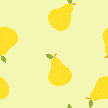Yellow pears isolated on a yellow background. Seamless pattern. Flat style. Background for paper,...