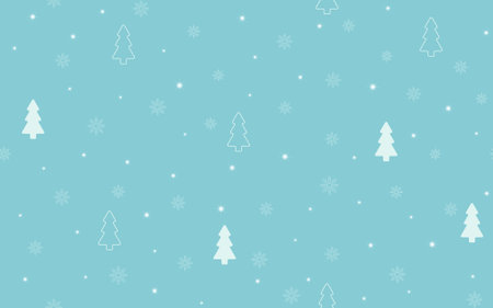 Christmas trees and snowflakes on a pastel blue background. Seamless pattern. Festive background for paper, gift wrap, textile, interior decor.のイラスト素材