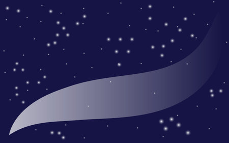 Night starry sky. Abstract christmas vector background. Luminous trail, stars and constellations on a dark blue background.のイラスト素材