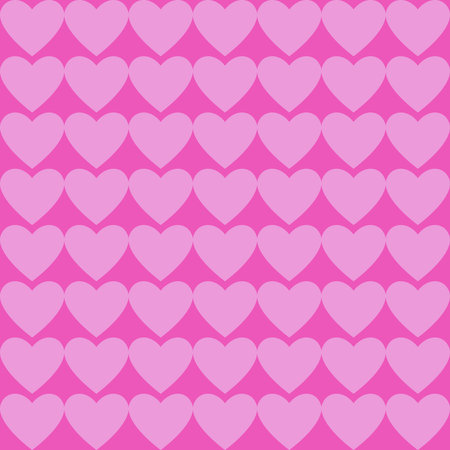 Pastel pink hearts isolated on a barbie pink background. Seamless pattern in flat style. Background...