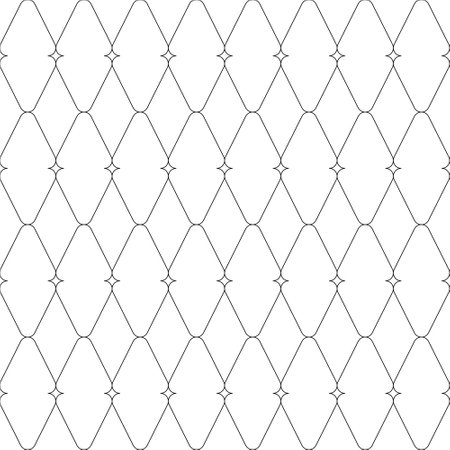 Grid made of rounded diamonds. Transparent contour drawing, isolated. Seamless pattern, geometric shapes. Grid, template for design. Background for paper, cover, textile, decor.のイラスト素材