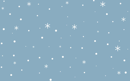 Falling snow on a pastel blue background. Seamless pattern in flat style, abstract background. Christmas background for paper, gift wrap, textile, card, wallpaper.のイラスト素材
