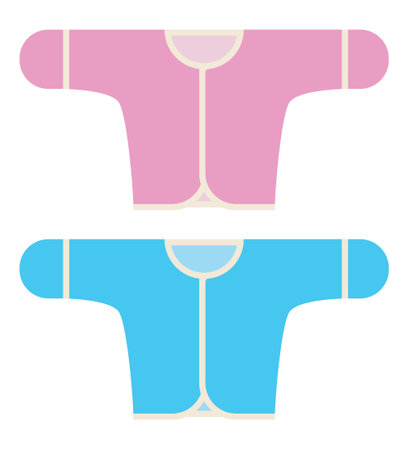 Blue and pink undershirt isolated on a white background. Baby clothes. Vector illustration in flat style, colored icon.のイラスト素材