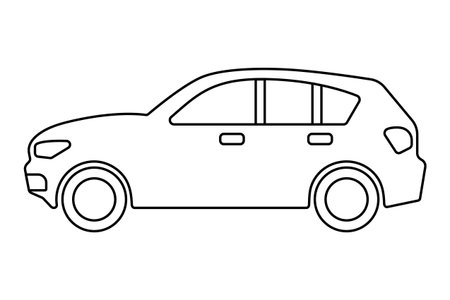 Car isolated on a white background. Outline drawing. Editable stroke. Line thickness can be changed. Vector illustration, linear icon.のイラスト素材