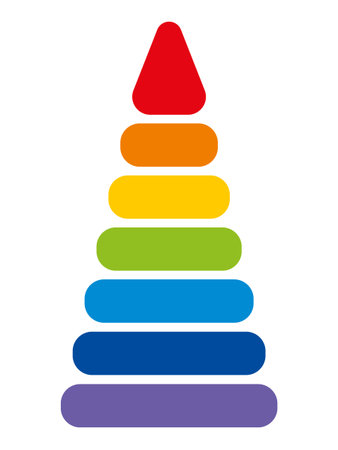Stacking rings, pyramid toy isolated on a white background. Colored icon, vector illustration in a flat style.のイラスト素材