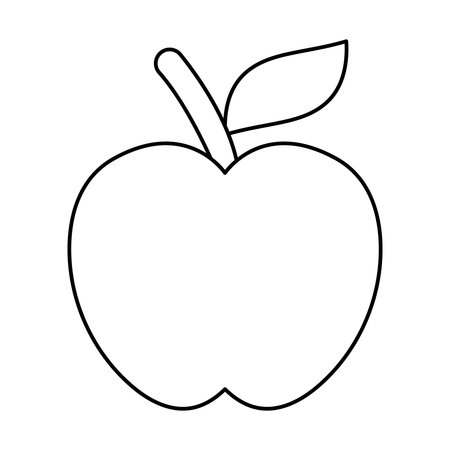 Apple isolated on a white background. Outline drawing. Vector illustration, linear icon, template for coloring.のイラスト素材