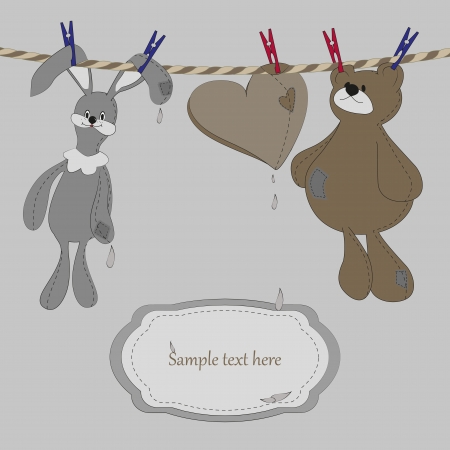 beautiful background with a toy heart bunny cardのイラスト素材