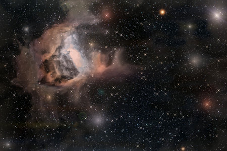 Bright abstract background with many different stars, glowing nebulae and cloud formations in deep...