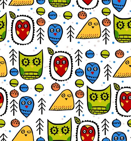 Child style owl characters. Pattern.の写真素材
