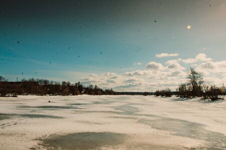 Small russian village in winterの写真素材