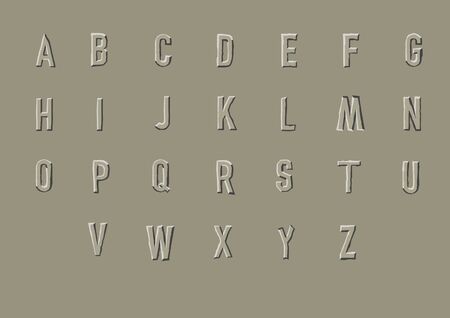 Engraved on stone font, alphabet letters and numbers vector illustration. Vector illustrationのイラスト素材