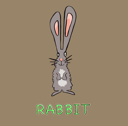 cute rabbit animal in frame circular illustrationのイラスト素材