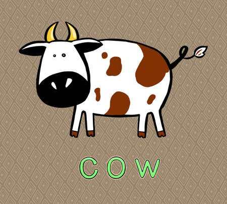 Cute cartoon cow and the inscriptionのイラスト素材