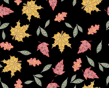 Autumn leaves pattern, seamless backgroundのイラスト素材