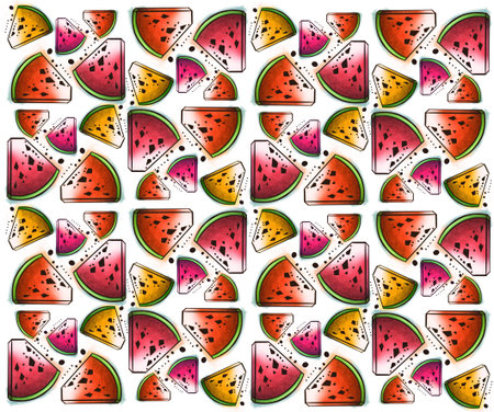 Watermelon illustration pattern with bright color. Useful for wrapping paper and decorations.