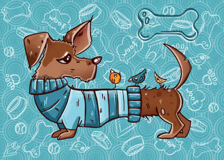 Cute cartoon vector puppy dogのイラスト素材