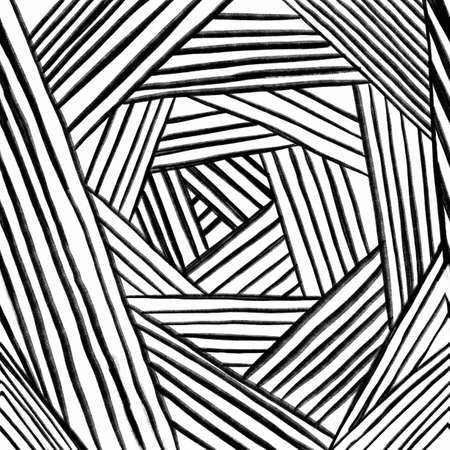 The geometric pattern by stripes. Seamless background. Black and white texture. Graphic modern pattern. High quality illustrationの写真素材