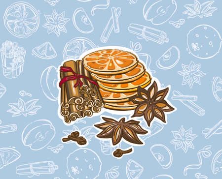 Christmas decorative ornaments, set. Vector illustrationのイラスト素材