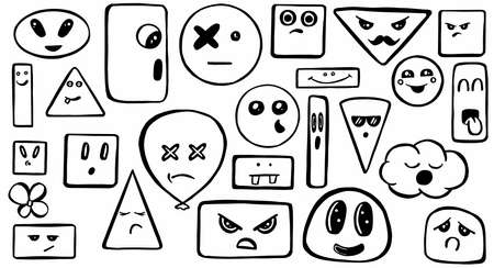 Smiley emoticons line vector icons.Emoji vector set. Vector illustrationのイラスト素材