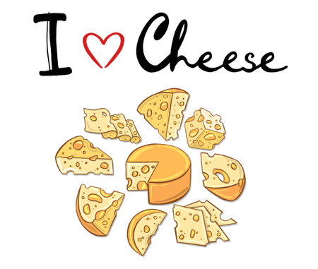 Vector illustration i love cheese on light background. Vector illustrationのイラスト素材
