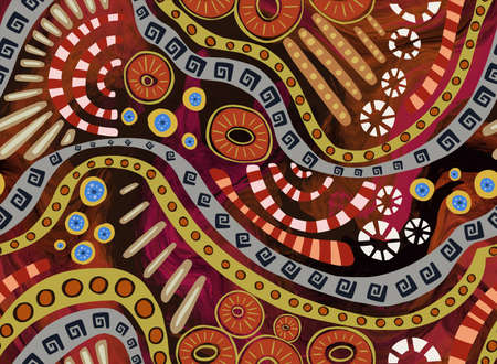 Tracery seamless pattern. Mehndi design. Ethnic colorful doodle texture. Curved doodling background. High quality illustrationの写真素材