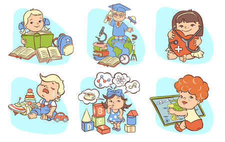 Set of children choosing a profession, illustration. High quality illustrationの写真素材