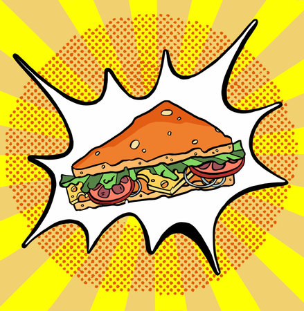 sandwich doodle, speech bubble. High quality illustrationの写真素材