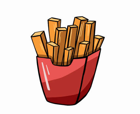 French fries icon. Cartoon illustration of french fries vector icon for web design. Vector illustrationのイラスト素材
