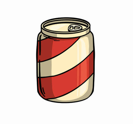 Illustration of a soda can on white background. Vector illustrationのイラスト素材