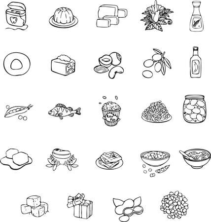 Modern set of icons with food line symbol. Vector. Vector illustrationのイラスト素材