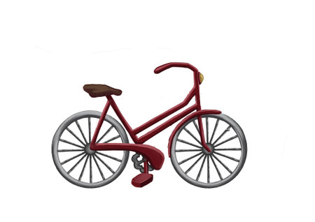 flat sketch detailed modern bicycle, red mountain bike. Sport equipment object. graphic design or web design element. Isolated illustration on a white background. High quality illustrationの写真素材