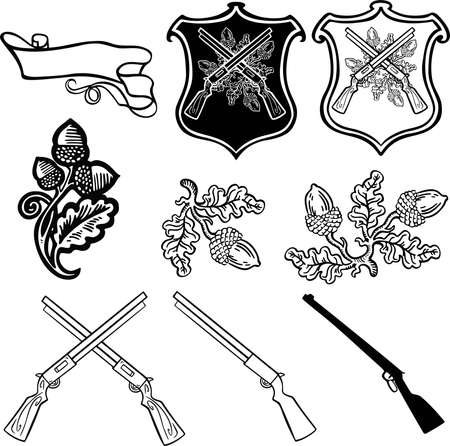 black and white linear sign, designation set heraldry, hand drawn illustration vector. Vector illustrationのイラスト素材