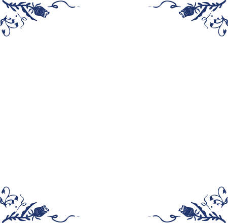 ethnic flowers dark blue illustration. Vector illustrationのイラスト素材