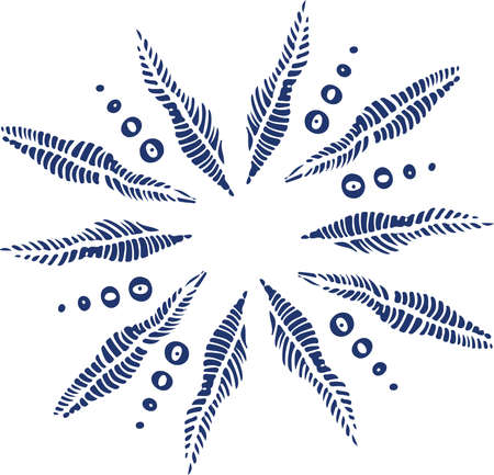 ethnic flowers dark blue illustration. Vector illustrationのイラスト素材