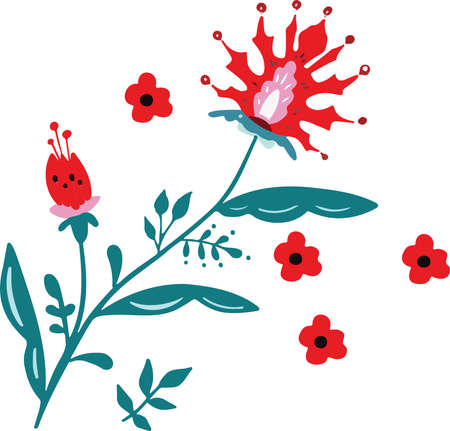 Bright and beautiful summer wildflowers illustrationのイラスト素材