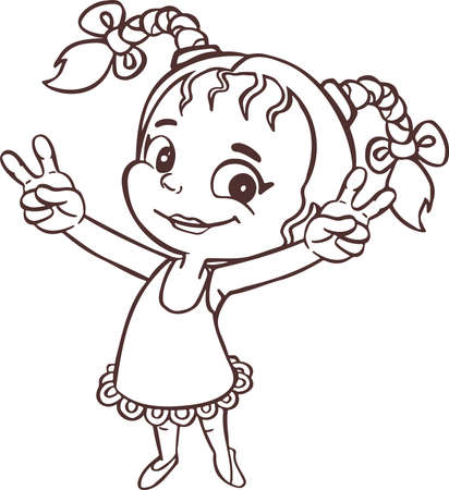 Little girl symbol icon shows gesture class, cool. Vector illustrationのイラスト素材