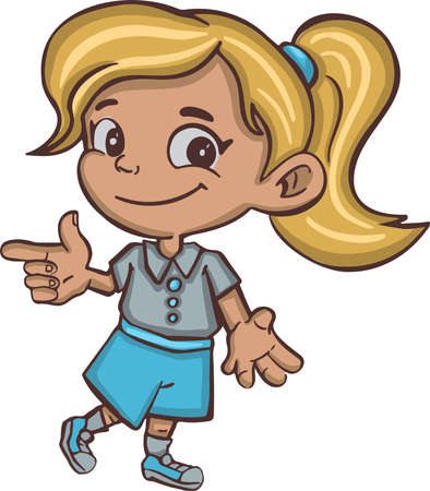 Little girl symbol icon shows gesture class, cool. Vector illustrationのイラスト素材