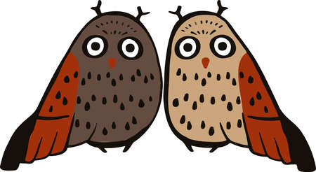 owl symbol with original pattern cartoon vector. Vector illustrationのイラスト素材