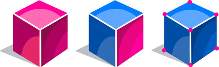 Symbol icon vector blue cube volumetric faces geometryのイラスト素材