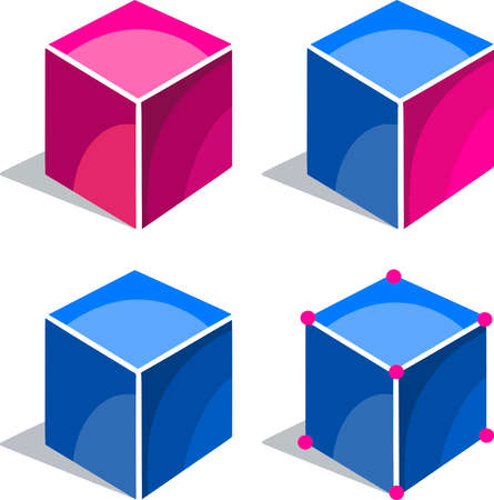 Symbol icon vector blue cube volumetric faces geometryのイラスト素材