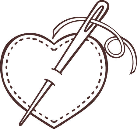 Needle cushion, cushion for sewing, embroidery needles, hand drawn symbol iconのイラスト素材