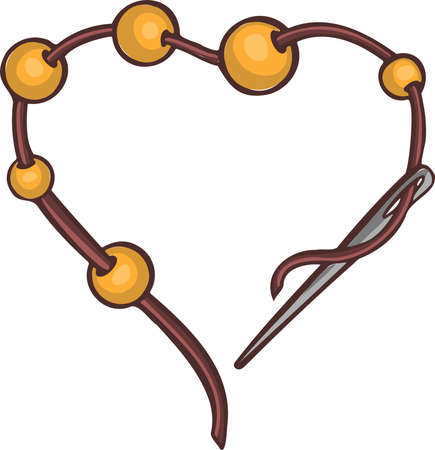 Needle for sewing, embroidery symbol hand drawn iconのイラスト素材